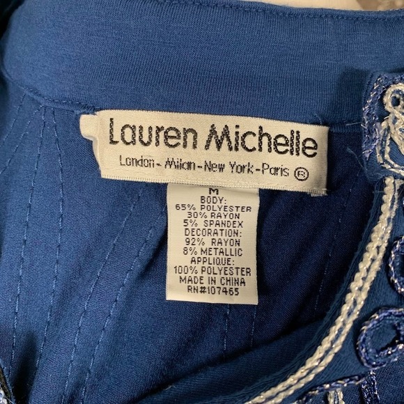 Vintage Lauren Michelle Blue Embroidered Tank Top Boho Women's M - Picture 6 of 8